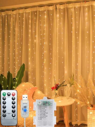 Đèn dây LED điều khiển từ xa 3Mx1M/2M/3M, hộp sạc USB/pin, trang trí cửa sổ, rèm cửa nhà cửa cho năm mới, cắm trại, đám cưới, tiệc tùng, ngày lễ.