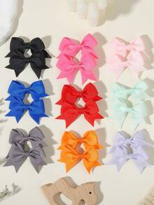 10个柔和大地色系缎带发夹，淡奶油色蝴蝶结发卡，适合日常佩戴和上学场合 - 混合色 - 查看 6