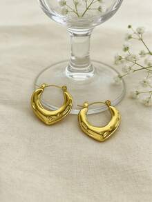 1 Pair Elegant Gold Geometric Earrings, Made Of Stainless Steel With 18K Gold Plating, Perfect Daily Wear For Women - 2 Elegant Earrings - View 1