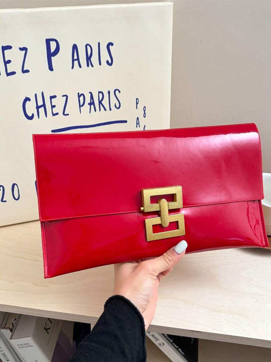 Casual Clutch Bag, New Design Niche Fashion Minimalist Envelope Bag For Women - Red - View 1