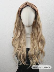Tóc giả dài xoăn 24 inch bằng sợi tổng hợp, có băng đô tháo rời, chịu nhiệt, phù hợp cho phụ nữ. - Nhiều màu - Xem 3