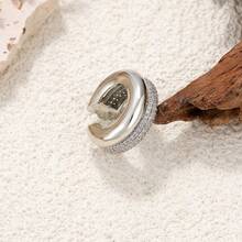 1件18K镀金铜双层C形耳环，镶嵌人造锆石，时尚独特的嘻哈音乐节礼物 - 耳夾 - 查看 4