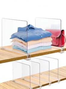 Bộ 1/2/4 tấm vách ngăn tủ quần áo bằng acrylic trong suốt, vách ngăn giá đựng đồ, vách ngăn ngăn kéo, dụng cụ sắp xếp tủ quần áo cho quần áo, ví trên kệ gỗ hoặc kệ đứng trong phòng ngủ, tủ quần áo, bàn làm việc, nhà bếp, văn phòng. - Nhiều màu - Xem 2