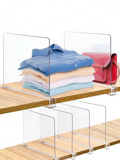 1/2/4 قطعة من أرفف الخزانة الشفافة من الأكريليك، أرفف الرف، أرفف الأدراج، منظمات الخزانة للملابس والمحافظ على الأرفف الخشبية أو الرأسية في غرفة النوم والخزانة والمكتب والمطبخ والمكتب