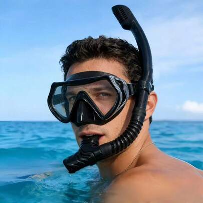 ท่อหายใจแห้งสำหรับผู้ใหญ่แบบอเนกประสงค์ ดีไซน์กันน้ำคุณภาพสูง และมุมมองกว้าง เหมาะสำหรับการดำน้ำตื้นที่ชายหาด