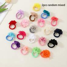 Chiffon Flower Hair Scrunchies Elastic Hair Ties Ponytail Holders Hair Accessories - Multicolor - View 12