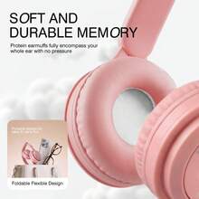 AXNEN Macaron Color Bluetooth Headband Headphones, Foldable & Retractable Wireless Design, Surround Sound, Support TF Card, Suitable For Travel, Home, Office, Gaming And Online Classes - View 3