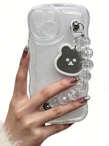 Cute Bear Chain Compatible With Apple 15 Apple 14promax Phone Case 12 New 17 Transparent - Clear - View 4
