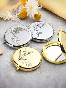 1pc Customizable Engraved Makeup Mirror/Personalized Pocket Mirror, Bridesmaid Proposal Gift/Best Friend Birthday Gift/Women's Personalized Gift, Suitable For All Seasons - Multicolor - View 9