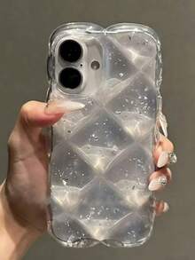 奢华钻石闪粉透明硅胶手机壳，适用于 17 Pro Max、17 Pro、17 Air、17、16、15、14、13、12、11 Pro Max，高品质闪粉透明防震边框保护壳 - 透明銀箔 - 查看 2