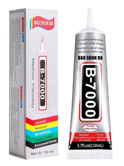 B-7000 Rhinestones Glue For Crafts, 110ML/50ML/25ML/15ML 3.7fl.Oz Clear B-7000 Super Jewelry Glue Transparent Industrial Adhesive For Fabric Cell Phones Jewelry Making Crystal Gem Tac Nail Art Stone Wood Glass