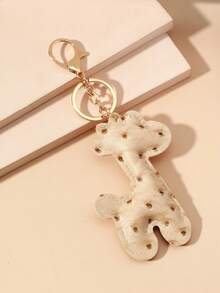 1pc Unisex Cute PU Leather Giraffe Keychain, Spotted Giraffe Creative Bag Charm, Best Friend Gift - Beige - View 5