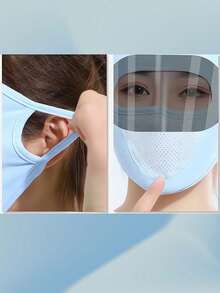 Hai lớp kính: Kính đen + Kính trắng, Chống bụi và tia cực tím, Tấm chắn bảo vệ mặt, Làm từ lụa băng mỏng, Mặt nạ che nắng toàn mặt, Thích hợp cho trượt tuyết mùa hè. - A - Xem 7