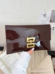 休闲手拿包，新款小众时尚简约信封包，女士款 - 咖啡 - 查看 9