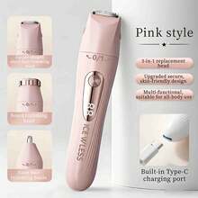 女性電動刮鬍刀，可充電美容套組，適用於臉部、鼻子、腿部、腋下，無痛比基尼修剪器，便攜式乾濕兩用除毛工具 - 多色 - 查看 15