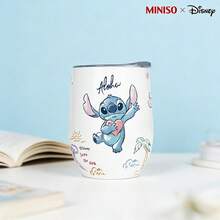 MINISO X Disney Lilo & Stitch Aloha Love The Sea Insulated Stainless Steel Eggshell Tumbler With Lid,Double-Walled Vacuum Cup For Coffee,Wine,Drinks - Multicolor - View 1