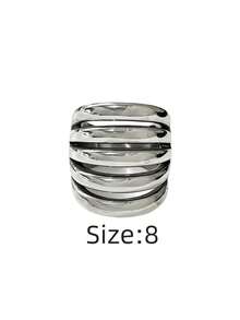 1 chiếc nhẫn thép không gỉ mạ vàng 18K kiểu dáng tối giản thanh lịch 5 đường kẻ, bền, chống nước và chống phai màu, phù hợp để đeo hàng ngày, đi du lịch và đi biển. - Nhẫn nữ năm đường kẻ - Xem 24