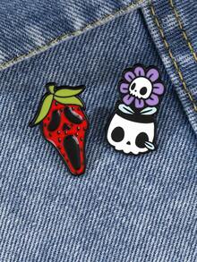 Bộ 2 ghim cài áo phong cách Gothic ngộ nghĩnh - Hình quả dâu tây gào thét và chậu hoa đầu lâu, sự tương phản ngọt ngào và cá tính, ghim cài độc đáo theo phong cách văn hóa phụ, thích hợp làm quà tặng cho bạn bè và người thân. - Nhiều màu - Xem 5