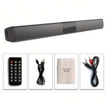 Wireless Sound Bar - Surround Movie Audio Effect, High Power, Bluetooth Remote Control, Suitable For Computer, TV, Home Theater, Left/Right Stereo Wall-Mounted Speakers, Support AUX Interface And TF Card, FM Radio Function - Black - View 3