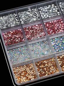 24pcs Colorful Nail Art Decorations, Flat Asymmetrical Rhinestones, Resin Rhinestones, Nail Jewelry Accessories Nails - Multicolor - View 2