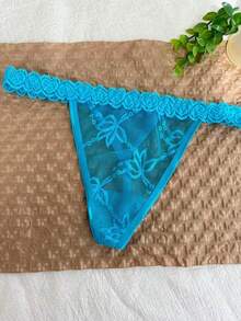 Customized Name Letter Thong, Personalized Sexy Lace Women's Bikini Underwear, Customized Name Underwear Triangle Underwear, Gifts For Girlfriends - 藍色 - 查看 6