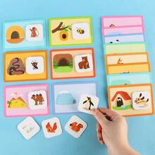 Animal Matching Cards - "Find Mom" Educational Toy, Children's Cognitive Matching Game, Baby Hand-Eye Coordination Early Learning Tool, Parent-Child Interactive Tabletop Game - 彩色 - 查看 12
