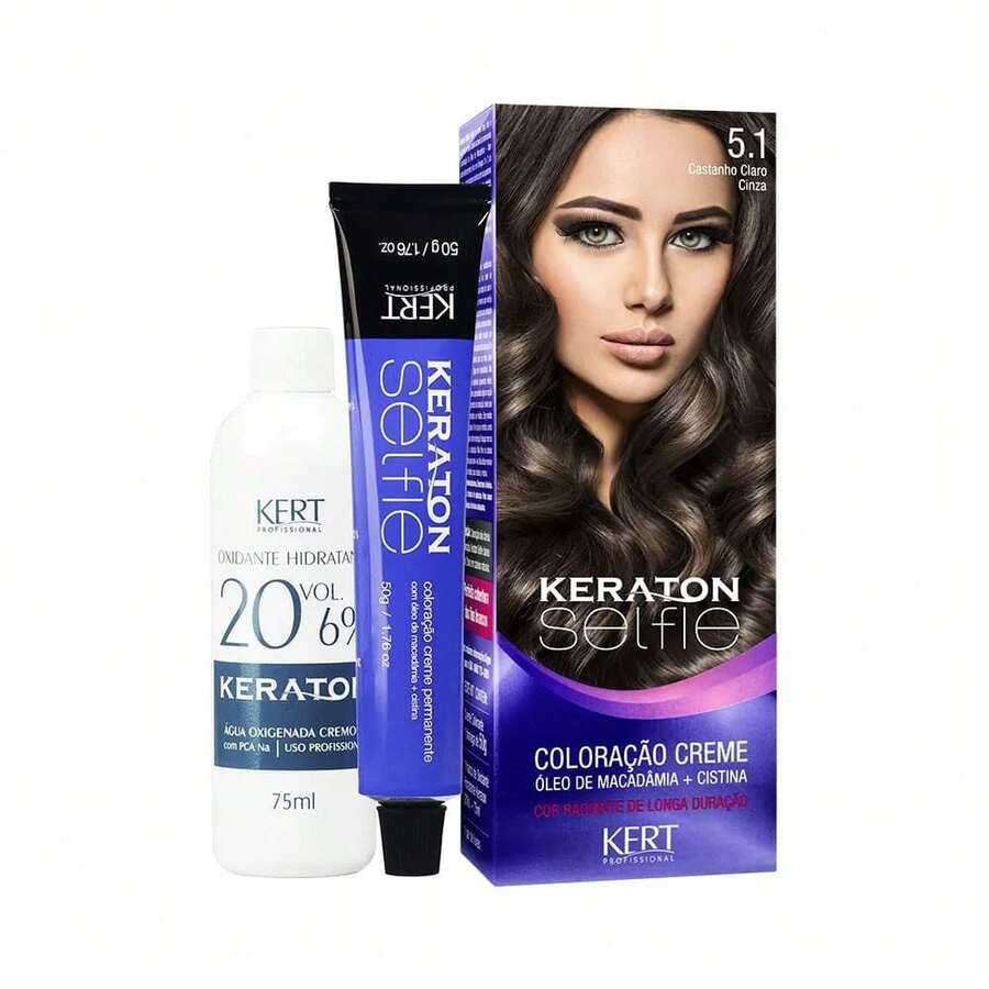 Keraton Selfie Hair Dye - Full Gray Coverage - Choose Your Color - 5.1 Light Brown Gray - View 1