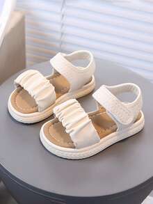 1 Pair Kids' Colorful Beach Sandals, New Summer Fashion Open Toe Outdoor Soft Bottom Non-Slip Beach Shoes For Girls - Beige - View 2