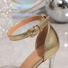 Zapatillas elegantes de mujer tacones de aguja stiletto de material PU metalizado brillante con pulsera al tobillo y hebilla ajustable, zapatos para mujer con punta puntiaguda y diseño de moda para fiesta evento o noche, zapatillas de tacon elegantes sofisticadas calzado transpirable cómodo y antideslizante con estilo de gala y temperamento refinado. - Blanco - Ver 7