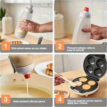 1pc Pancake Batter Dispenser Bottle With Whisk, Batter Mixer Bottle For Baking Pancakes, Cupcakes, Muffins, Crepes, White - Multicolor - View 7