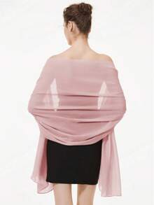 雪纺披肩围巾，适合新娘婚礼派对晚礼服和特殊场合穿着 - 淺粉色 - 查看 3