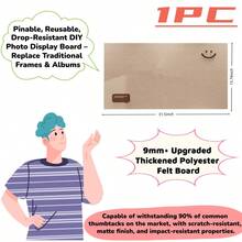 自粘式吸音毛毡墙板 40x80cm，笑脸图案 – 多功能公告板、照片展示板和留言板，适用于家庭、办公室、教室 – 北欧简约设计 - A - 查看 11