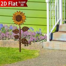 Vintage Sunflower Silhouette Garden Stake, Outdoor Yard Decor - B - View 4