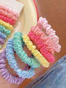 7pcs Rainbow Colorful Small Hair Ties, Sweet Candy Color Small Hair Ties, Simple High Elastic Durable Ponytail Hair Ropes, Essential Hair Accessories For Girls Daily, Vacation, Travel Photography, Back To School Season, Easter Gift Choice - Hair Tie - View 7
