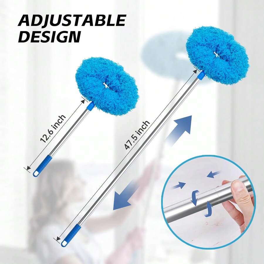 Extendable Feather Duster With Long Handle, Washable Microfiber Static Dusting Brush, Bendable Head Cleaner For High Ceiling, Furniture, Blinds, Cars And Household Cleaning - Multicolor - View 1