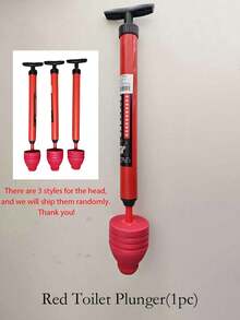 1个马桶搋子，压力吹气式管道疏通工具，高压气泵，适用于疏通堵塞的马桶、浴室水槽，多功能管道疏通工具 - 彩色 - 查看 11