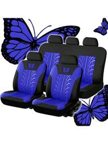 9件/4件装通用蝴蝶图案刺绣汽车座椅套 - 涤纶面料，四季皆宜，兼容安全气囊，可手洗 - ZYT5 - 查看 14