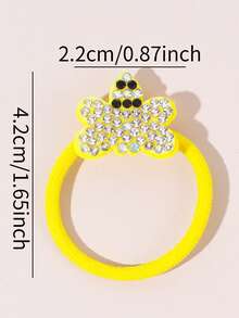 12pcs/Set World Bee Day Hair Ties For Girls, Yellow Bee Hairbands, Bling Rhinestone Hair Bands, Cute Hair Accessories For Girls Gifts,Party,Spring,Summer,Holiday  - Yellow - View 4