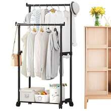 Tendedero plegable de gran capacidad - Tendedero de ropa con compartimento de almacenamiento. Diseño ajustable y plegable para ahorrar espacio. Adecuado para guardar ropa, zapatos, sombreros y accesorios. Fácil de instalar. Adecuado para dormitorio, dormitorio y balcón. - Multicolor - Ver 2
