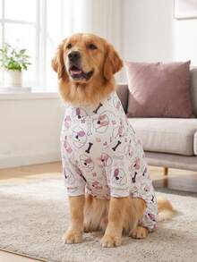 Dog Summer Shedding Hair Control Pajamas - Breathable High Stretch Full Coverage Pet Rompers, Summer Anti Licking & Bug Protective Jumpsuit For Medium Large Dogs, All Over Printing Dog Clothes-Dog Bone Pattern - Multicolor - View 7