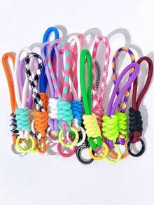 3pcs/5pcs/10pcs Colorful Handmade Woven Rope Keychain, Backpack Pendant, Anti-Lost Key Chain, Phone Accessory, Polyester Short Rope Pendant, Phone Case Keychain (Random Color) - Multicolor - View 7