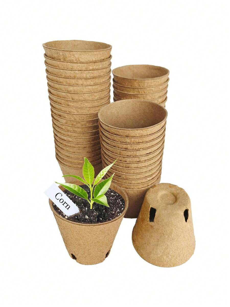 Bộ dụng cụ gieo hạt bằng than bùn 3,15 inch, khay ươm cây con kèm 30 nhãn cây, khay ươm hạt có lỗ thoát nước, bộ dụng cụ gieo hạt ngoài trời. - Nhiều màu - Xem 1