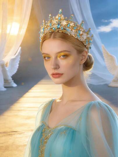 1 chiếc vương miện hoa đính đá sang trọng dành cho nữ, phụ kiện đội đầu cô dâu trong đám cưới, phụ kiện tóc dự tiệc/sự kiện.