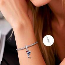 HuooNew 1颗925纯银泰国地图吊坠珠，日常佩戴饰品，银饰，心形吊坠珠，DIY礼物 - 銀色 - 查看 5