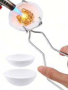 Bộ nồi nung gốm nhỏ, bộ dụng cụ đúc kim loại, kẹp khuấy để nung vàng, bạc và đồng. - Dụng cụ làm đồ trang sức - Xem 8