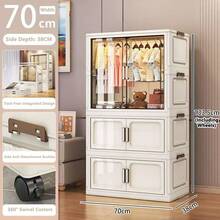 No Installation Required. Adult Wardrobe, Simple Children's Storage Cabinet, Plastic Folding Wardrobe For Rental House. - 混色 - 查看 16