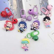 女巫猎人少女组合动漫钥匙扣吊坠项链，K-POP 女团酷炫可爱卡通钥匙扣挂件 - 查看 3