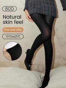 1 Pair New Women's Velvet High-End Fashion Snag-Resistant Elastic Skinny Leggings, Suitable For Business, Commuting, And Everyday Wear - Black - View 1