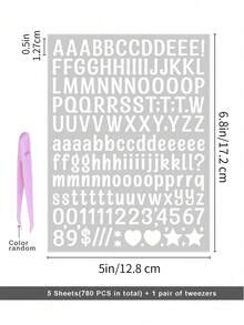 1500pcs/Pack Waterproof English Letter Sticker, Suitable For Party, Holiday Decoration, Greeting Cards, Postcards, Notebooks, Laptop, Skateboard, Helmet, Comes With 1 Pair Of Tweezers (Color Random) Back To School - Black - View 17