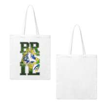 Brazil National Team BRASIL Letter Canvas Tote Bag, 2026  World Cup Reusable Shopping Bag For Seleção Fans, Vintage Casual Shoulder Bag - 白色 - 查看 3